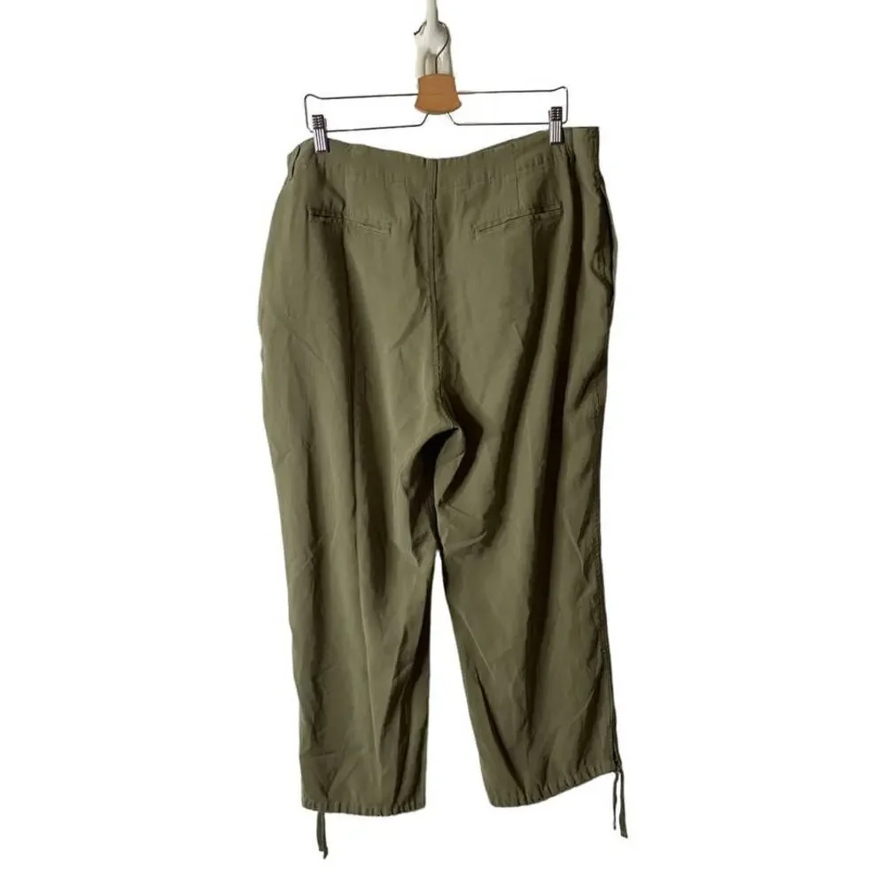 Lauren Ralph Lauren Twill Tapered Ankle Pant in Olive Fern Plus Size 16 - Picture 7 of 12